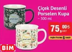 BENANTE ÇİÇEK DESENLİ PORSELEN KUPA
